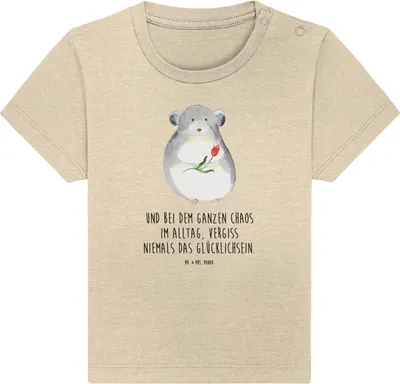 Produktbild von Mr. & Mrs. Panda Babyshirt Chinchilla Blume 6. - 12. Monat - Natural Raw - Geschenk, , Büro, T-Shirt, Glücklichsein, Chinchillas, Lustige Sprüche, Organic Baby, Shirt