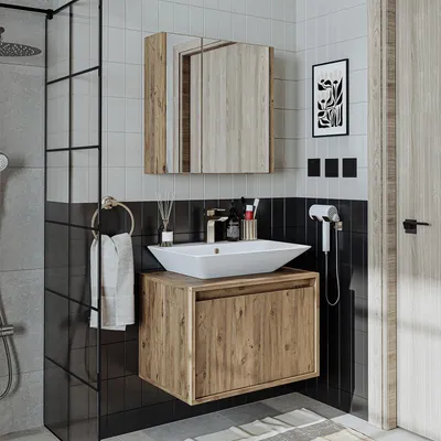 Image de Ensemble de meubles de salle de bains Roomart ATLANTIC-65, 3 pièces, largeur 65 cm, chêne