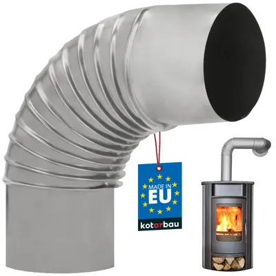 Produktbild von KOTARBAU® Kaminrohrbogen 90° Bogen Ø 120 mm Ofenrohr Rauchrohr aus Blech Abgasrohrbogen für Kamin Ofenknie Silber Rohr Winkel