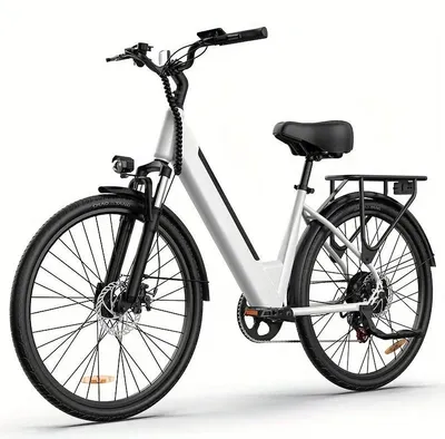 Immagine prodotto di E26 - E-bike - Batteria al litio da 36 V - Motore brushless da 250 W - Ruote da 66 cm - Autonomia >60 km - Velocità massima 25 km/h - Telaio Acciaio al carbonio - Bianco