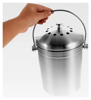 Produktbild von Edelstahl Komposteimer 5l mit Deckel und Aktivkohlefilter für Küchenabfälle
