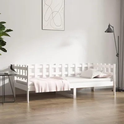 Produktbild von Eleganten-Stil Tagesbett ohne Matratze Weiß 90x200 cm Massivholz Kiefer,Klassische Betten CHY53326