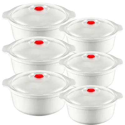 Mikrowellengeschirr-Set, 6-teilig, 900-1600 ml, rund, BPA-frei