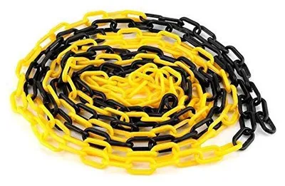Kunststoffkette 6 mm x 5 m, gelb-schwarz, Absperrkette