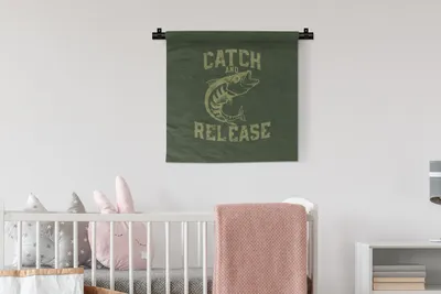 Produktbild von MuchoWow® Wandteppich Wandbehang Jahrgang - Fisch - Text 60x60 cm Tapisserie Dekoration Wandtuch - Dekorationen - Wand Decke