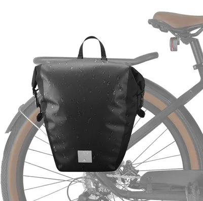 Image de Omgoods - Sacoche de vélo 3-en-1 pour porte-bagages - 100% étanche - 20L - Noir avec bandes réfléchissantes