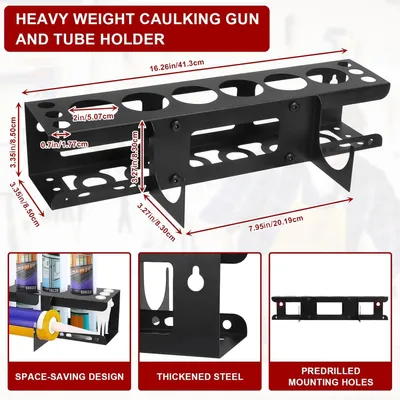 Produktbild von Wandmontierter Silikonkartuschenhalter – 6 Löcher – Aufbewahrung für Dichtmasse – Garage/Werkstatt – 41 x 8,5 cm