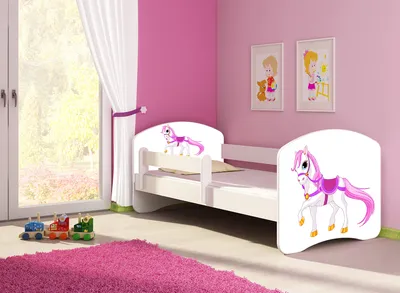 Produktbild von Kinderbett, Babybett 70x140, 80x160, 80x180cm Juniorbett, Kind, Motiv, Schublade CLAMARO, Bett Farbe:43 Ponny Weiss, Ausführung:Ohne Bettkasten, Bett Größe:140 x 70 cm