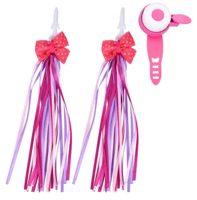 Image de Enfants Vélo Guidon Sonnette bruyante et pompons pour vélo Rose