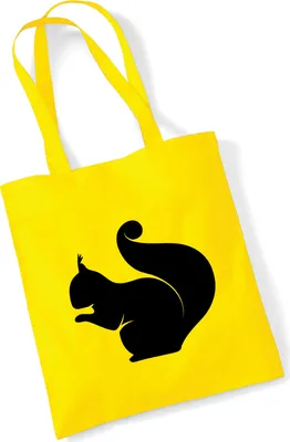 Produktbild von Huuraa Jutebeutel Eichhörnchen Silhouette 10 Liter Yellow Baumwolle Tasche Geschenkidee