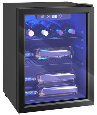 Produktbild von HOMCOM Weinkühlschrank 16 Flaschen 48 Liter Getränkekühlschrank Klein, Schwarz
