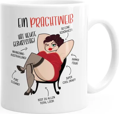 Produktbild von Kaffee-Tasse Prachtweib Geburtstag Geschenk lustig MoonWorks® weiß unisize