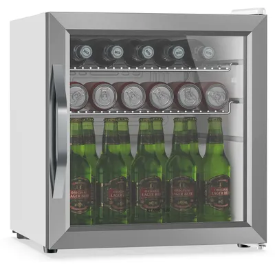 Image de Klarstein Réfrigérateur Pour Boissons 47L - Porte Vitrée Double, LED, 0-13°C, 2 Étagères Amovibles, Mini Frigo Boisson, Température Réglable, Design Compact