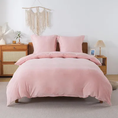 Immagine prodotto di Set di lenzuola 155x220 cm, 2 pezzi, rosa, flanella, caldo e morbido