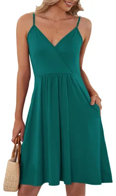 Produktbild von AUSELILY Sommerkleid Damen Strandkleid Dunkelgrün L
