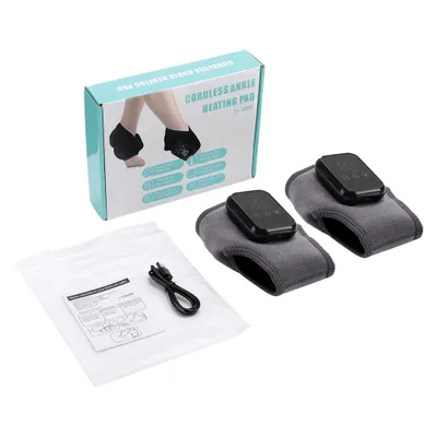 Produktbild von Knöchel-Heizkissen & Massagegerät Set – 2er Pack, 2000mAh Akku, Schmerztherapie für Füße & Sprunggelenk, Vibrationsmassage & Wärmetherapie
