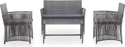 Produktbild von vidaXL 4-tlg. Garten-Lounge-Set mit Auflage Poly Rattan Anthrazit