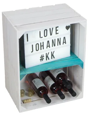 Produktbild von Regalkiste Johanna weiß lasiert mit türkisem Querbrett