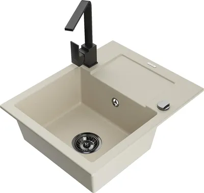 Produktbild von Mexen Enzo 1 Becken-Granitspüle mit Abtropffläche und Mischbatterie Rita, Beige - 6506-69-670300-70
