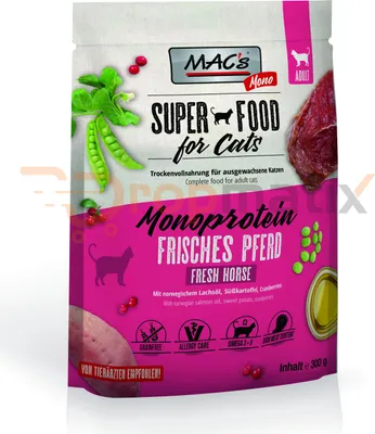 Produktbild von MAC's CAT Adult Mono Pferd Katzentrockenfutter 300g  - 8x300g