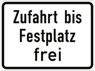 Produktbild von Verkehrsschild VZ1028-33, Zufahrt bis ... frei, Alu, RA1, 420x315 mm