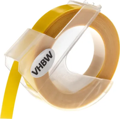 Produktbild von vhbw 3D Prägeband-Schriftband-Kassette kompatibel mit Dymo Omega Home S0717930, Office-Mate II 154000 Etiketten-Drucker 3m x 9mm Weiß auf Hellgelb