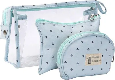 Produktbild von Famanu Toilettasche Transparent - 3 Wasserfeste PVC Taschen für Frauen