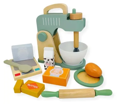 Productafbeelding van Kabi - Houten keukenblender met accessoires - geschikt voor kinderen vanaf 3 jaar