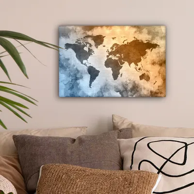 Produktbild von MuchoWow® - Leinwandbilder - Weltkarte - Farben - Abstrakt, Wandbild, Wanddeko Bilder Wohnzimmer, 30x20 cm