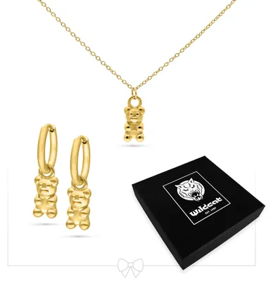 Produktbild von wildcat Ohrringe - Little Gummi Bear Necklace with Hoops Set aus Chirurgenstahl 316L, Körperstelle: Ohr, Onesize, Gold