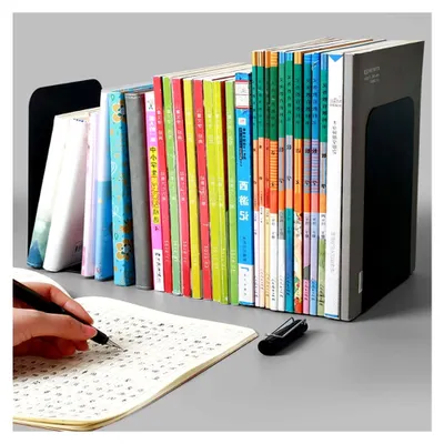 Produktbild von Schwarze Buchstützen aus Metall – stabile und langlebige Organizer für Bücherregale mit rutschfestem Design – 1 Stück