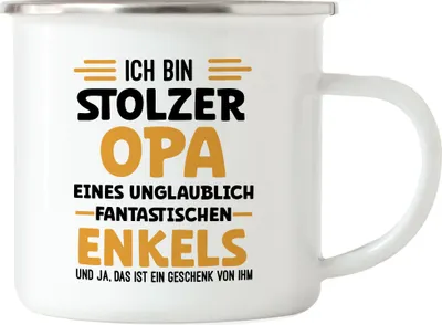 Produktbild von Ich bin stolzer Opa Emaille Tasse Geschenk Vatertag Opa Enkel Geburtstag