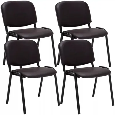 Produktbild von In And OutdoorMatch Besucherstühle Tyreek - 4er-Set - Kunstleder - Metall mattschwarz - 53 x 53 x 83 cm - stapelbar - Sitz gepolstert