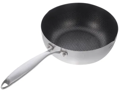 Zdjęcie produktu dla Patelnia 18 cm z powłoką przypominającą strukturę plastra miodu, nieprzywierająca, przeznaczona do użytku na kuchenkach gazowych i indukcyjnych