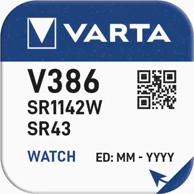 Obrázok produktu pre Varta -V386, Batéria na jedno použitie, Alkalický, 1,55 V, 105 mAh, 11,6 mm, 11,6 mm