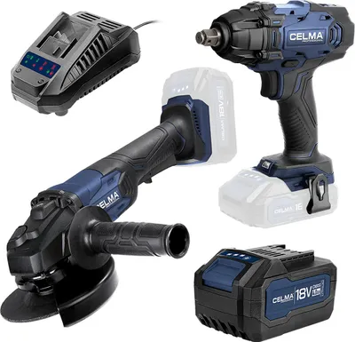 Zdjęcie produktu dla Zestaw CELMA Professional Klucz udarowy WDK-Li 18OBS + Szlifierka kątowa PRAg-Li 125OBS + 1xAku4Ah + 1xŁad