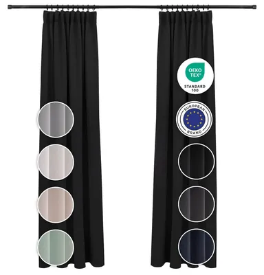 Verdunkelungsvorhänge 140x225 cm, 2er Set, schwarz, blickdicht