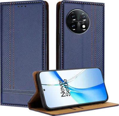 Image de Etui pour OnePlus 11 étui en cuir avec fonction stand bleu