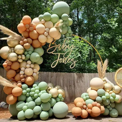 Immagine prodotto di Ghirlande di palloncini, verde e marrone, set di decorazioni per feste di compleanno, 142 pezzi, in lattice