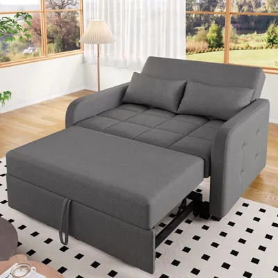 Produktbild von Merax multifunktionales Klappsofa Bett – Verstellbare Rückenlehne, Schlafsofa 180x127 cm, Platzsparendes 2-in-1 Sofa mit Kissen, Grau