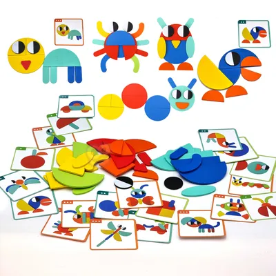 Obrázok produktu pre WOOPIE GREEN Drevené Montessori puzzle 40 rekonštrukčných vzorov 55 ks certifikát