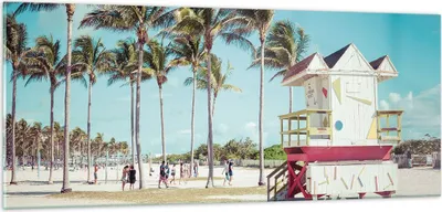 Produktbild von Bilder auf glas - Einteilig - Strand Miami Florida - 100x40cm - Glasbilder - Wandbilder - Bilder - zum Aufhängen bereit - Wanddekoration aus Glas - Glas Bilder - Wandbild auf Glas - GAB100x40-4332