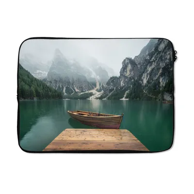 Produktbild von MuchoWow® Laptop Hülle 14 ZollNebel - Schnee - Berg - Boot Laptoptasche - Laptoptasche - Stoßsicher - Schutzhaube
