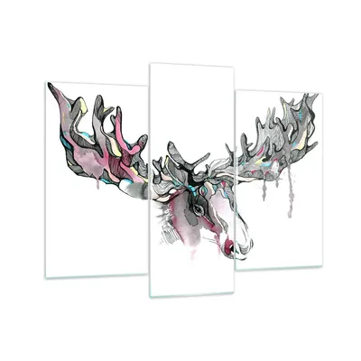 Produktbild von Bilder auf glas - Moose Bunt Kopf Abbildung - 130x100cm - Glasbilder - Wandbilder - Kunstdruck - zum Aufhängen bereit - Wanddekoration aus Glas - Glas Bilder - Wandbild auf Glas - GCB130x100-3033