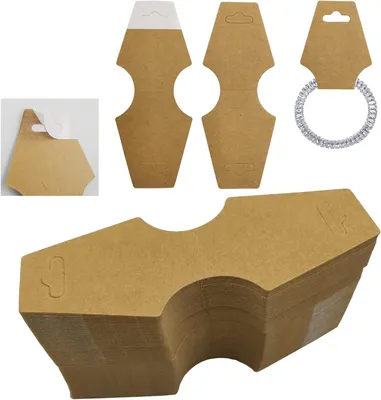 Productafbeelding van Displaykaarten Sieraden - Verpakking Labels - Producten Presenteren - Zelfklevend Ontwerp - 200 Stuks - Bruin