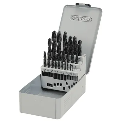 Image de KS TOOLS HSS-R Jeu de forets hélicoïdaux Cassette en tôle d'acier 25 pces 1-13 mm - 330.1613