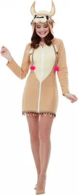 Produktbild von Kurzes Lama Kostüm Kleid für Erwachsene zu Karneval und Halloween Größe: L
