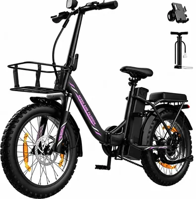 Produktbild von Runetic Ebike, Foldable e-bikes, 250W Motor, 36V 13Ah , 80 km , 25 km/h, 20" x 3,0" - Schwarz, KI-generiertes Bild