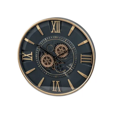 Produktbild von formano Wanduhr Spintimes 58 cm Metall mit sichtbar drehenden Zahnrädern
