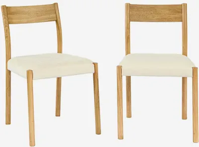 Produktbild von sweeek - 2er-Set Stühle im Bohème-Stil aus Hevea-Holz und Stoff - Natur